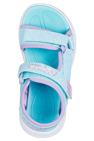 Modre sandale z odprtim prstom in velcro trakom Skechers Kids' S Lights: Sola Glow