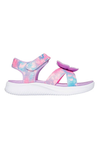 Vijolične sandale z metuljem na zgornjem delu SKECHERS JUMPSTERS SANDAL - BUTTERFLY BRITES