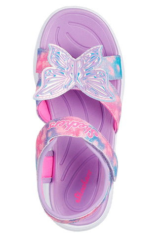 Vijolične sandale z metuljem na zgornjem delu SKECHERS JUMPSTERS SANDAL - BUTTERFLY BRITES