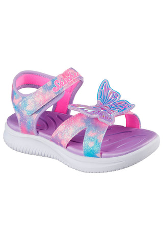 Vijolične sandale z metuljem na zgornjem delu SKECHERS JUMPSTERS SANDAL - BUTTERFLY BRITES
