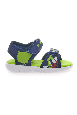 Modri in zeleni sandali s potiskom in zapenjanjem na velcro Superga S63S820