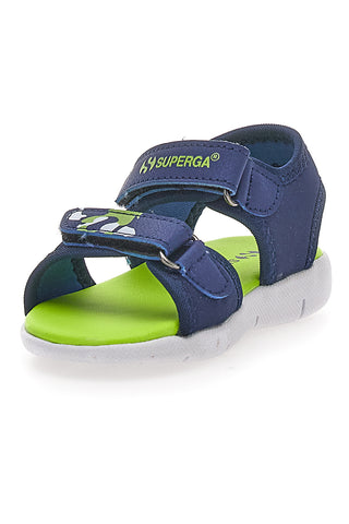 Modri in zeleni sandali s potiskom in zapenjanjem na velcro Superga S63S820