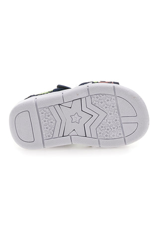 Modri in zeleni sandali s potiskom in zapenjanjem na velcro Superga S63S820