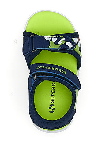 Modri in zeleni sandali s potiskom in zapenjanjem na velcro Superga S63S820