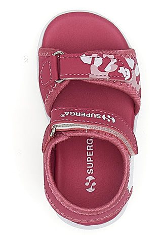 Roza sandali z natisnjenim motivom in zapenjanjem na velcro Superga S63S820