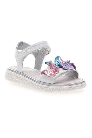 Bele sandale z barvnimi aplikacijami in velcro trakom LAURA BIAGIOTTI 96139491