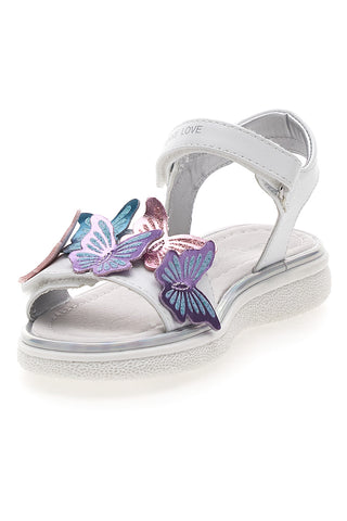 Bele sandale z barvnimi aplikacijami in velcro trakom LAURA BIAGIOTTI 96139491