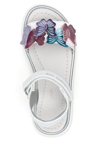 Bele sandale z barvnimi aplikacijami in velcro trakom LAURA BIAGIOTTI 96139491