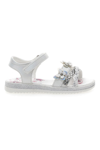 Bele sandale z okrasnimi metulji in zapenjanjem na velcro GRAZIE GIRL 14330