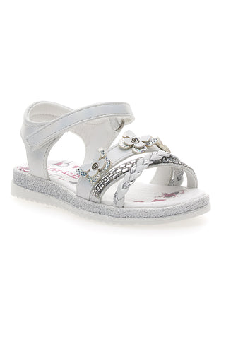Bele sandale z okrasnimi metulji in zapenjanjem na velcro GRAZIE GIRL 14330