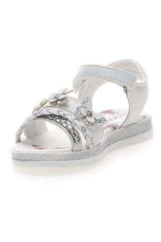 Bele sandale z okrasnimi metulji in zapenjanjem na velcro GRAZIE GIRL 14330