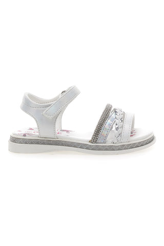Bele in srebrne sandale z velcro trakom GRAZIE GIRL 14342