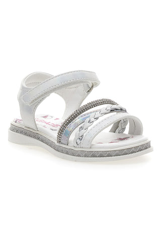 Bele in srebrne sandale z velcro trakom GRAZIE GIRL 14342