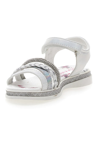 Bele in srebrne sandale z velcro trakom GRAZIE GIRL 14342