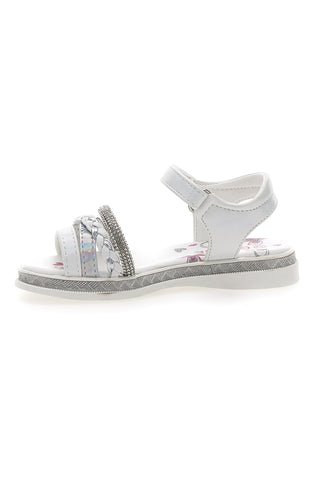 Bele in srebrne sandale z velcro trakom GRAZIE GIRL 14342