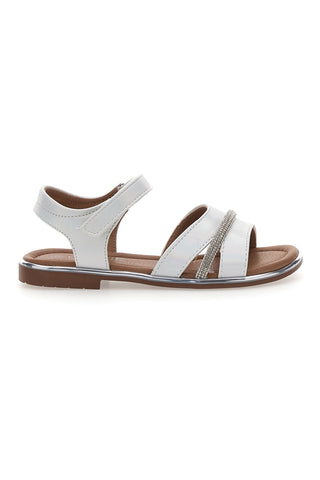 Bele sandale z velcro zaponko Grazie 15025