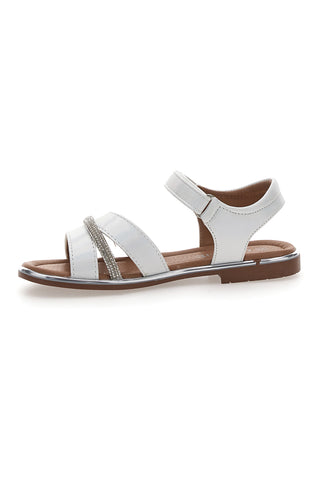 Bele sandale z velcro zaponko Grazie 15025