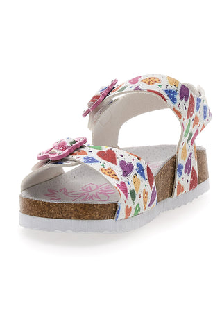 Bele sandale z motivom srčkov in zaponkami PITT KIDS 14504