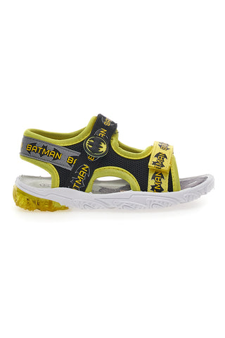 Črne in rumene sandale z lučkami in velcro zaponkami Batman W1020214T
