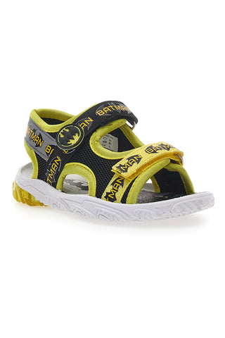 Črne in rumene sandale z lučkami in velcro zaponkami Batman W1020214T