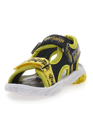 Črne in rumene sandale z lučkami in velcro zaponkami Batman W1020214T