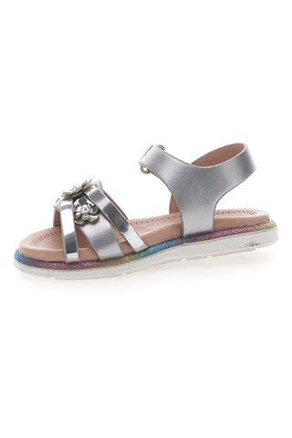 Srebrni sandali z okrasnimi cvetovi Pitt Kids 39G2517S