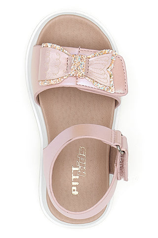 Roza sandali z zaponko in bleščicami Pitt Kids 39G2521S