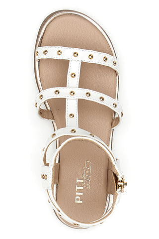 Bele sandale z zlatimi detajli Pitt Kids 39G2537S