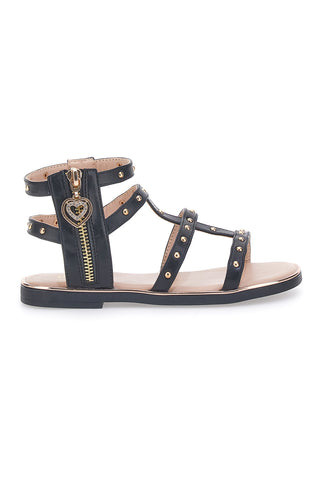 Črni sandali z zlatimi detajli in zadnjim zadrgo Pitt Kids 39G2538S