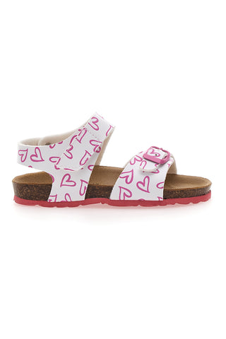 Bele sandale z rožnatimi srčki PITT KIDS 45289GLO