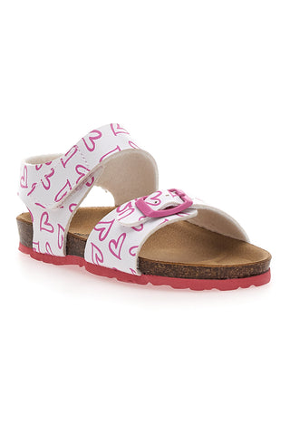 Bele sandale z rožnatimi srčki PITT KIDS 45289GLO