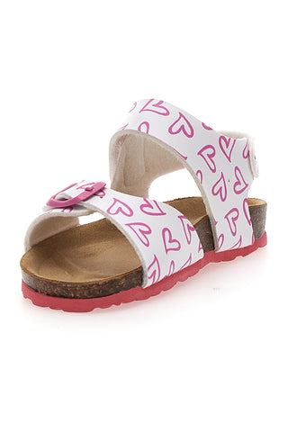 Bele sandale z rožnatimi srčki PITT KIDS 45289GLO