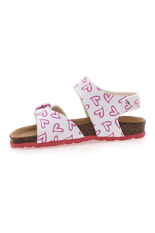 Bele sandale z rožnatimi srčki PITT KIDS 45289GLO