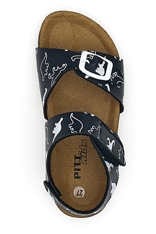Sandali Navy z belimi vzorci, izdelani v Italiji PITT KIDS 45289GDN
