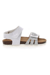 Bele sandale s srebrnimi srčki in velcro trakom PITT KIDS 45260TWV