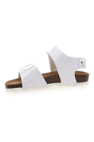 Bele sandale s srebrnimi srčki in velcro trakom PITT KIDS 45260TWV