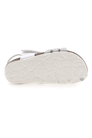 Bele sandale s srebrnimi srčki in velcro trakom PITT KIDS 45260TWV