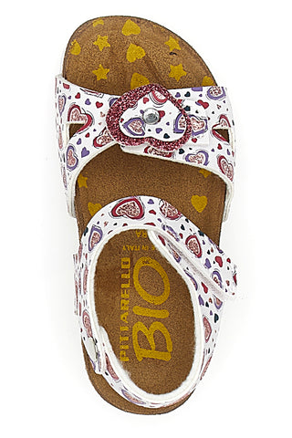 Bele sandale s potiskom srčkov Pittarello Bio 257A745SR