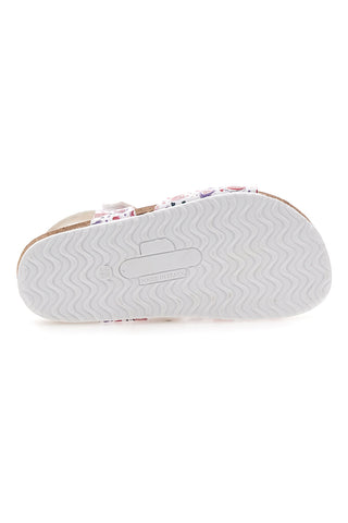 Bele sandale z roza vzorcem in predoblikovano podplatom Pittarello Bio 257A745SR