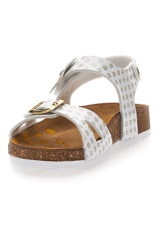 Bele sandale s cvetom in pikastim potiskom Pittarello Bio 257A084SR