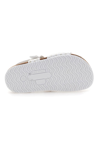 Bele sandale s cvetom in pikastim potiskom Pittarello Bio 257A084SR