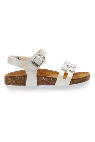 Bele sandale z bleščečim cvetom Pittarello Bio 257A010SR