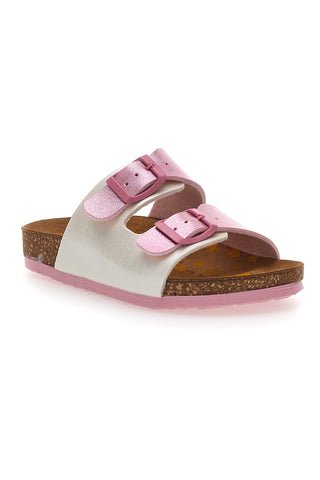 Bele in roza natikači z dvojno zaponko PITTARELLO BIO 257A206SR