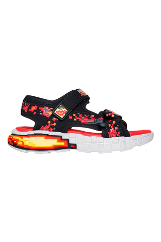 Črno-rdeči športni sandali s pikčastim potiskom Skechers Mega-Splash 4K