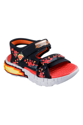 Črno-rdeči športni sandali s pikčastim potiskom Skechers Mega-Splash 4K