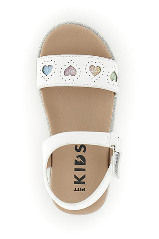 Beli otroški sandali s srčki Pitt kids 392616S