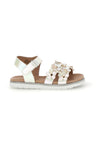 Beli sandali s cvetličnimi aplikacijami Pitt kids 392618S
