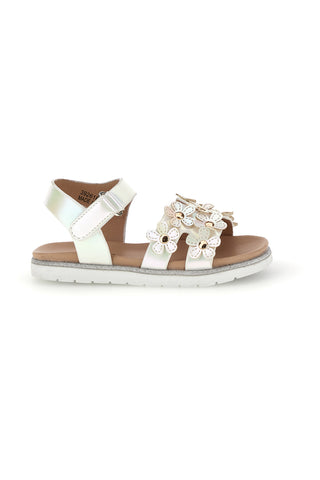 Beli sandali s cvetličnimi aplikacijami Pitt kids 392618S