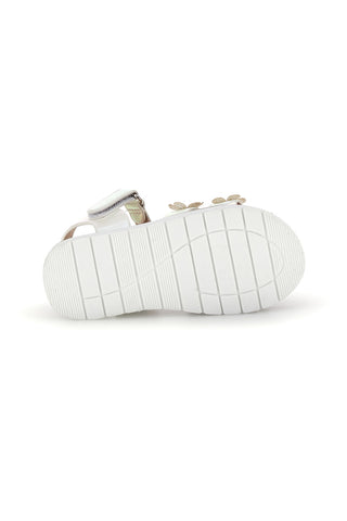 Beli sandali s cvetličnimi aplikacijami Pitt kids 392618S