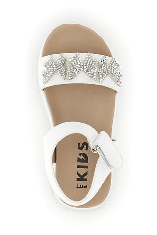 Beli sandali first step z metuljastimi kamenčki Pitt kids 392620S